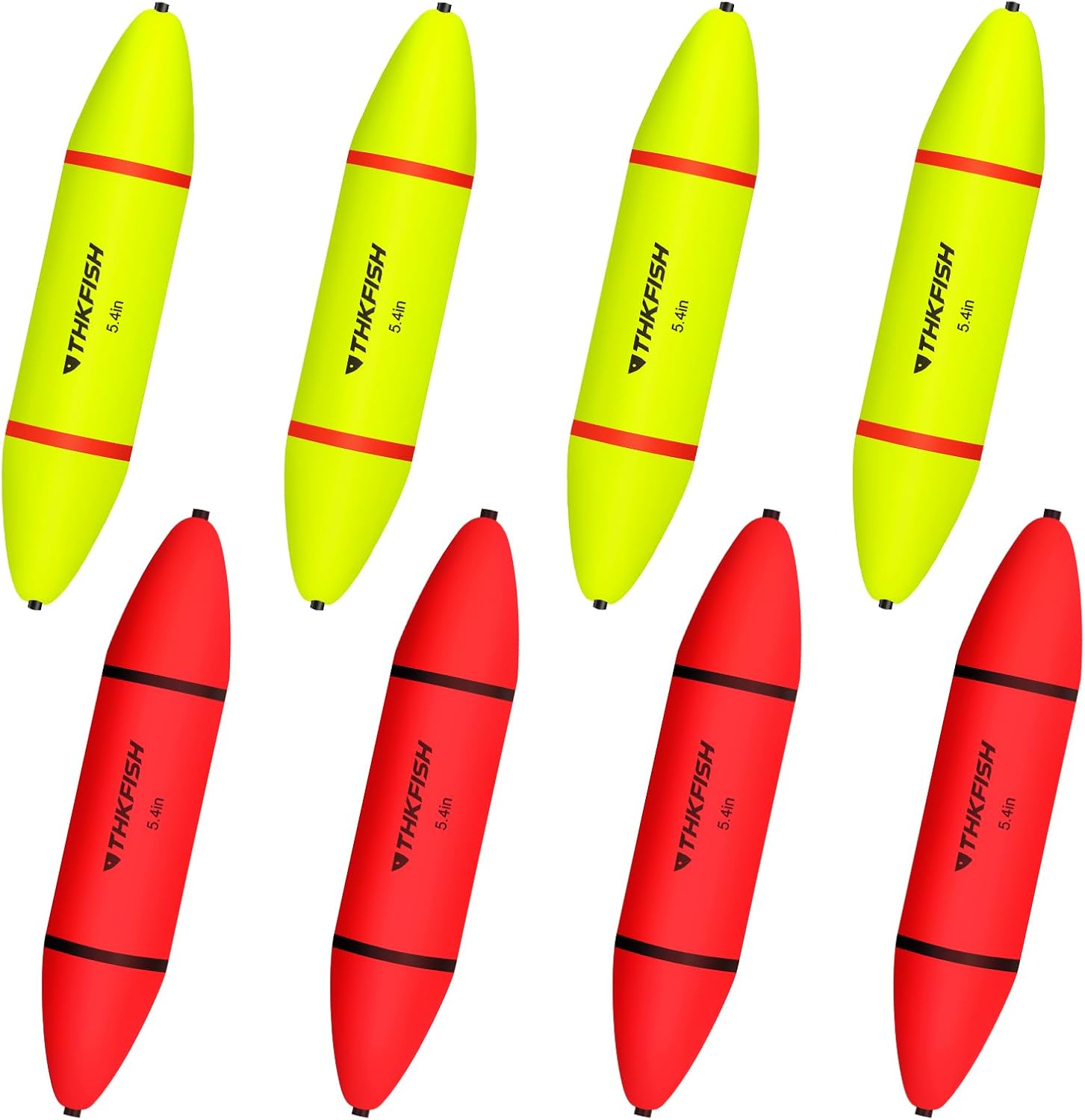 THKFISH Slip Bobbers Floats, Fishing Slip Bobbers EVA-Slider-Bobbers Slip Corks for Saltwater Freshwater Fishing Catfish Bobbers Assortment,8PCS Yellow&Red