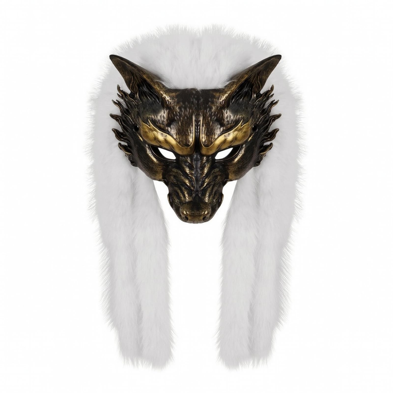 LOVIVER Maschera da Volpacchiotta Metallico | Effetto Realistico, Maschera da, per Halloween, Feste a Tema, Cosplayer, Bianco