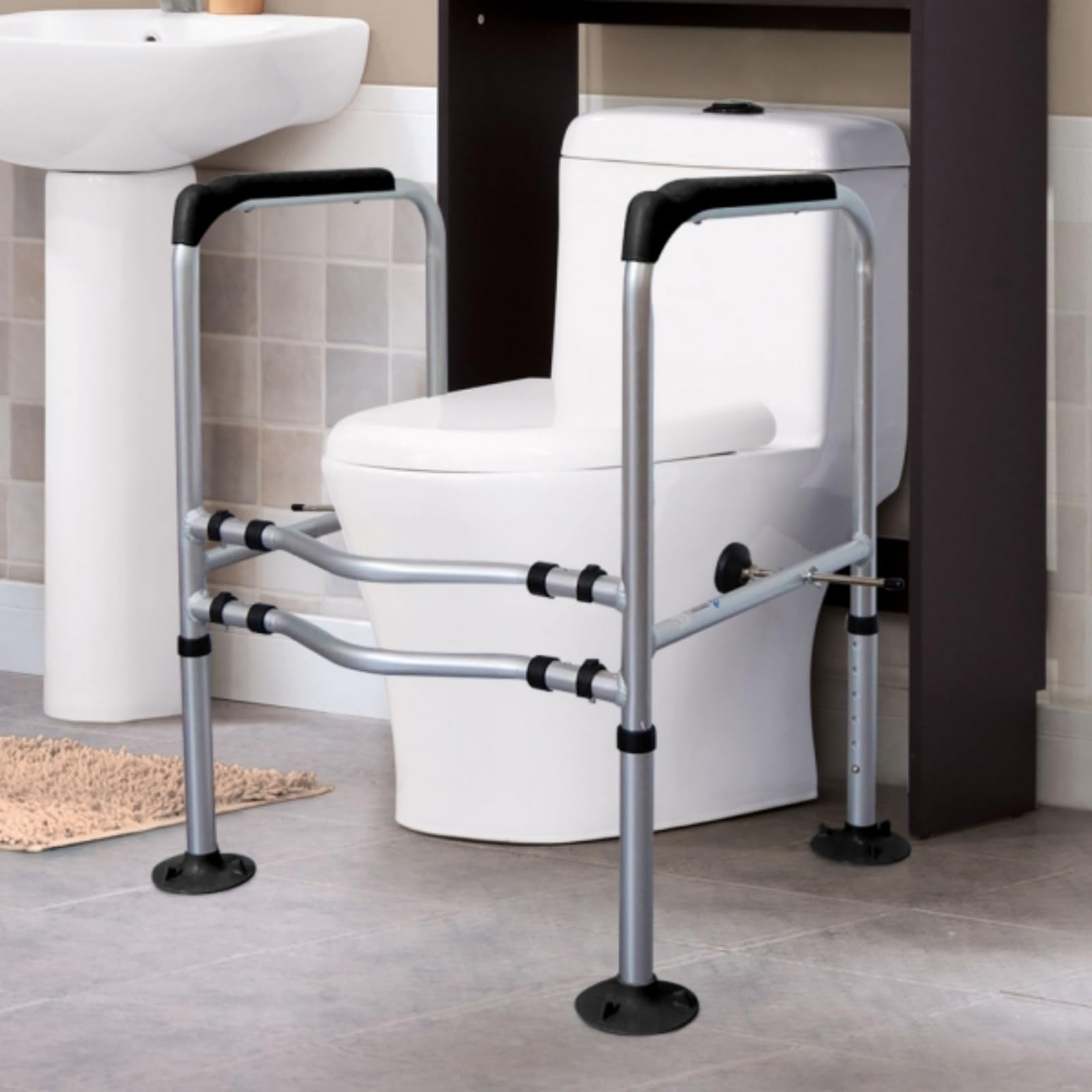 Buy Toilet Safety Rail Adjustable Height and Width Metal Toilet Hand