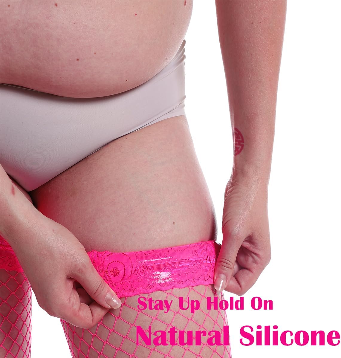 JarseHera Plus Size Fishnets Thigh High stockings Silicone Lace Top Tights for Women Lingerie Stay Up Sheer Nylon Hosiery - Image 3