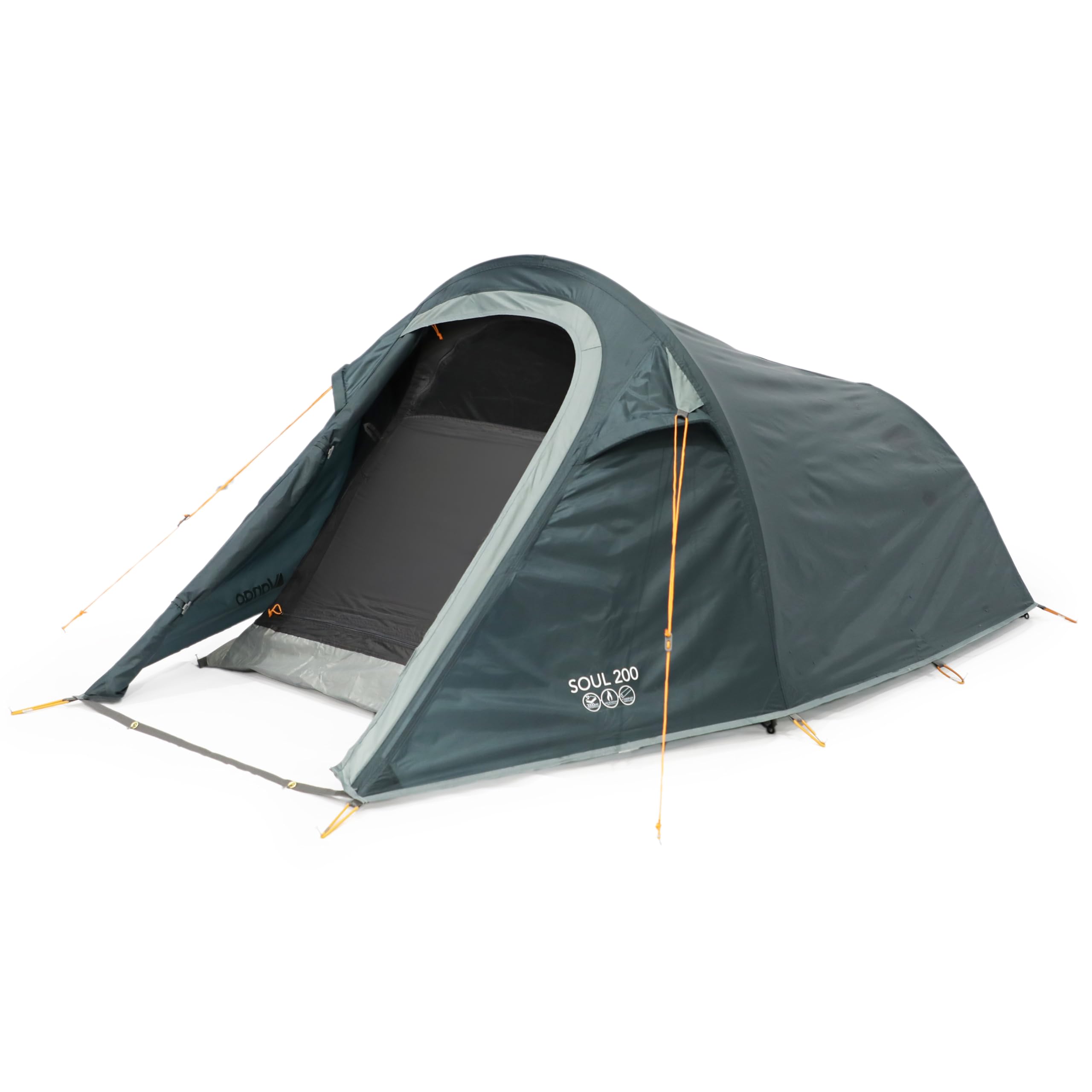 Vango Soul Tent with Darkened Bedroom, Compact, Lightweight, Tunnel, Easy to Pitch, Backpacking, Festivals, Wild Camping, Hiking, 3000mm HH (Deep Blue, 200 (2 Person))