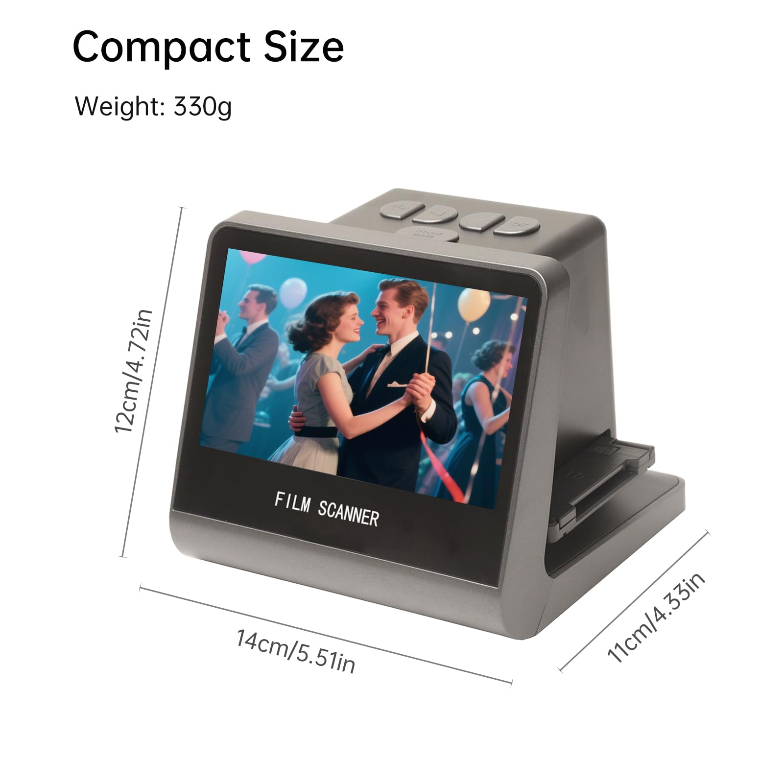 POENVFPO Scanner per Pellicole e Diapositive, Convertitore di Diapositive, Risoluzione Alta, Schermo LCD 5", Memoria Integrata, per Fotografi Professionisti e Amatoriali