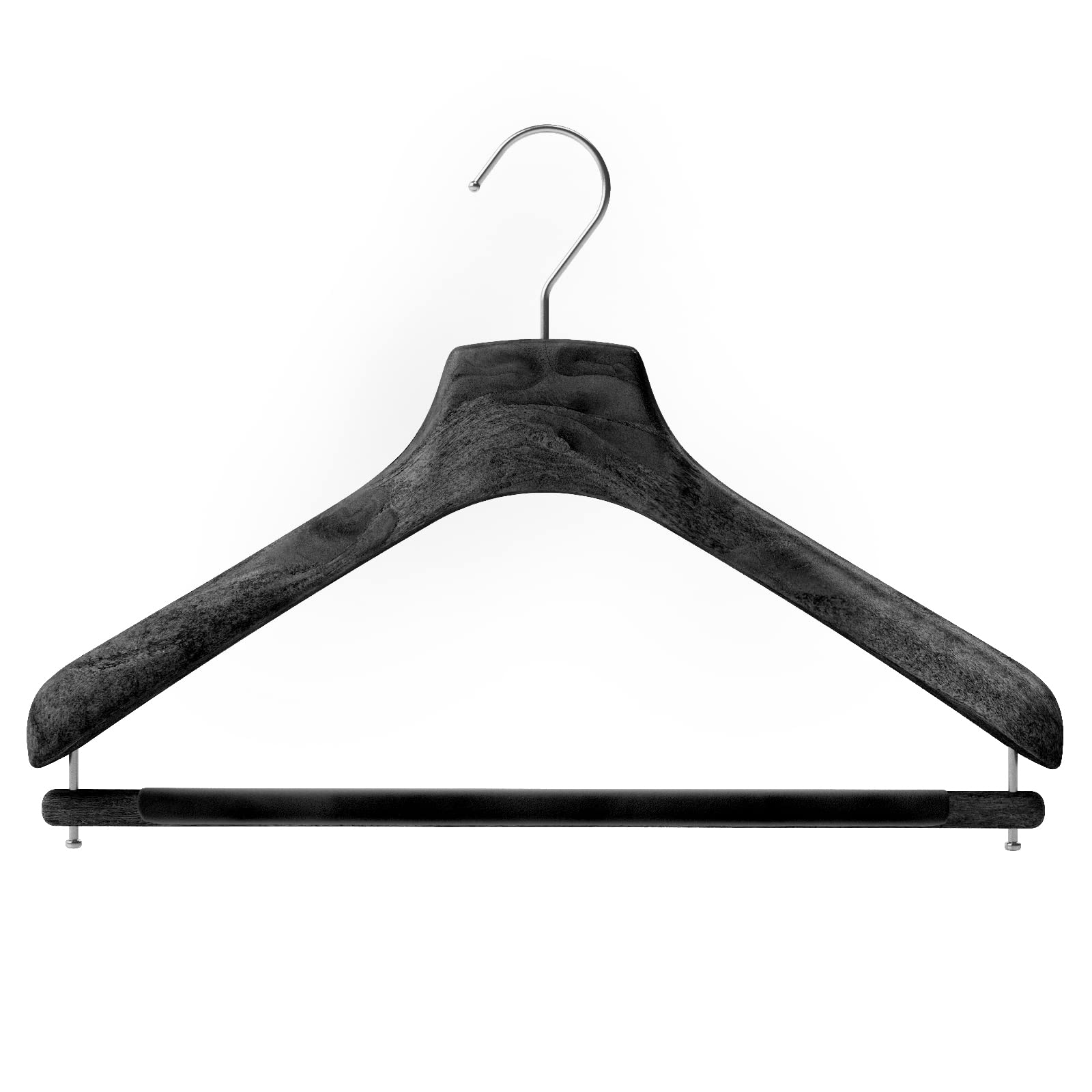 Mainetti Grucce Appendini per Cappotti, Abiti, Giacche NSAR linea Sartoriale, con Stecca, 10 pezzi (Nero con gancio zincato, 43 cm)