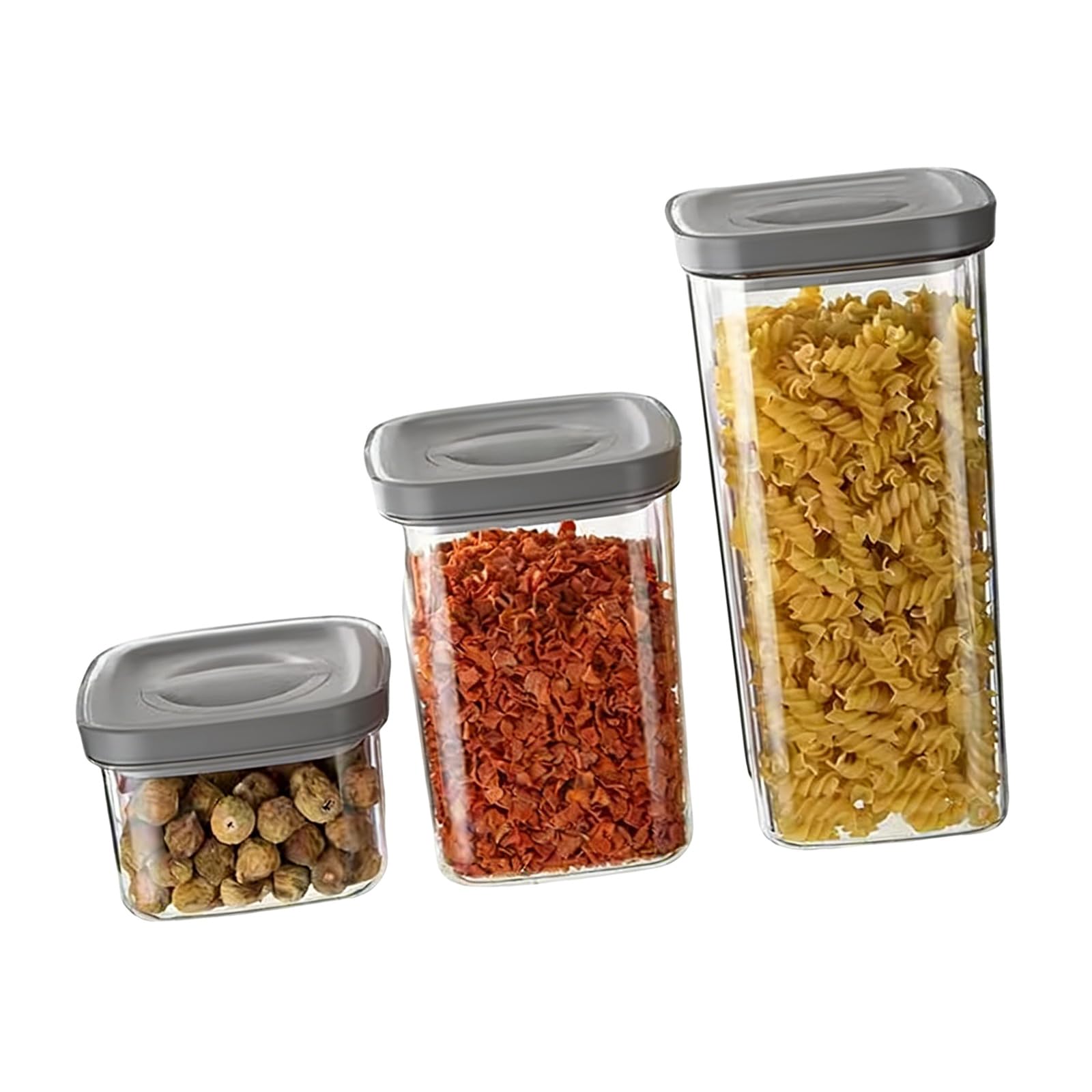 ZEPFJHE Of 3 Clear Rotating Jars with Airtights Lid for Storing Grains Storage Containers