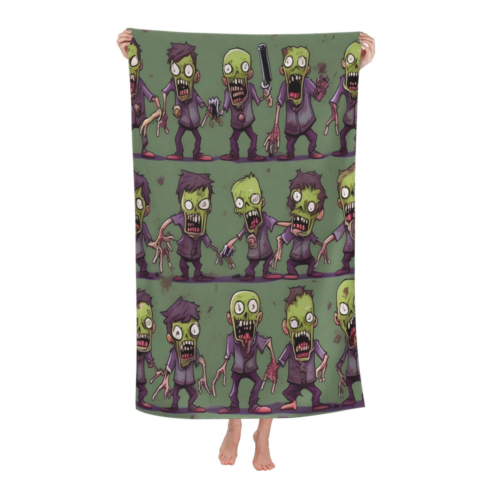 NImongt Many Zombie Print Oversized Adult Beach Towel For Travel Weekend Getaways Festivals Camping Trips