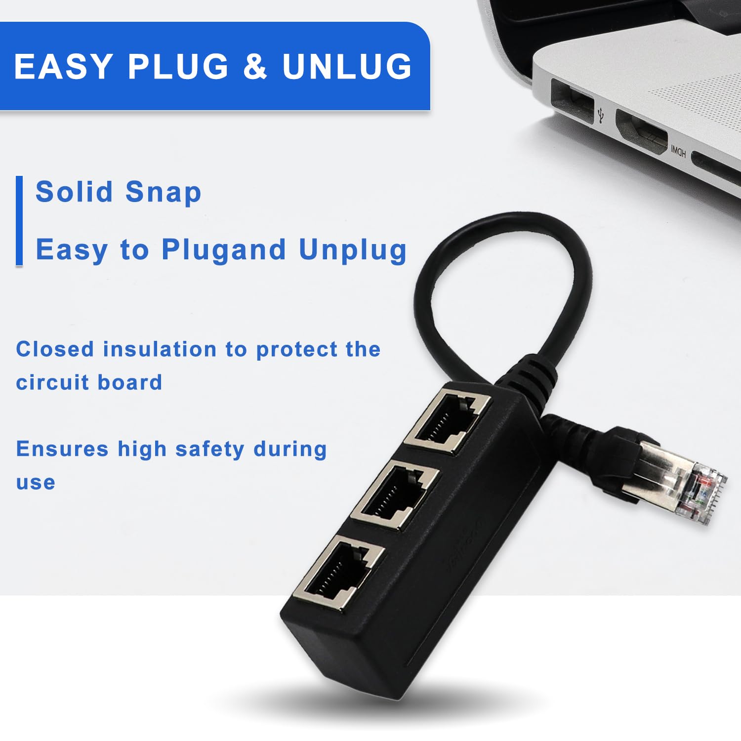 Câble répartiteur Ethernet RJ45 1 mâle vers 3 ports LAN femelles Cat5 Cat5e Cat6 Cat7