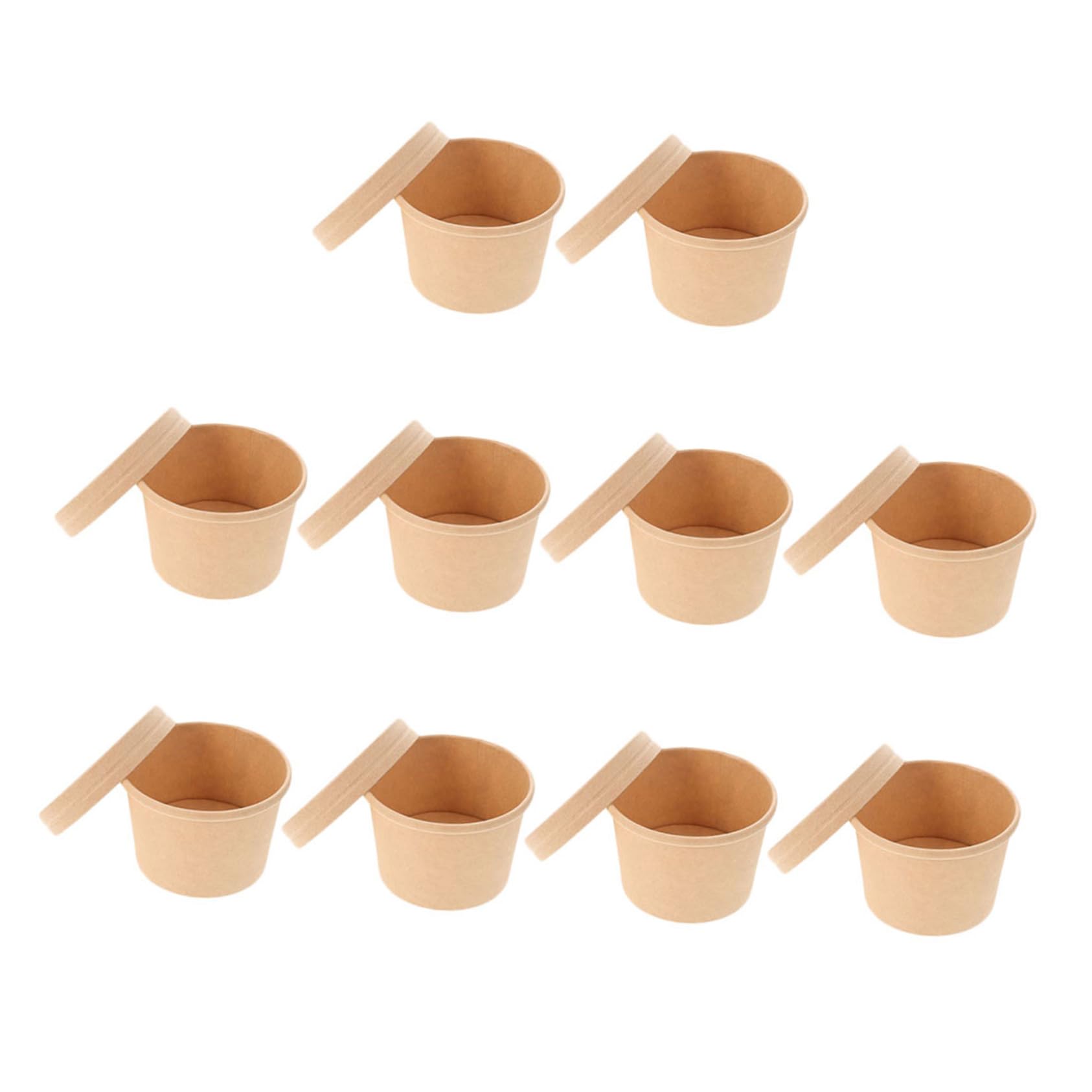 Set da 10 Coppette Gelato Carta 8oz Coperchio, Tazze Monoporzione per Gelati e Snack