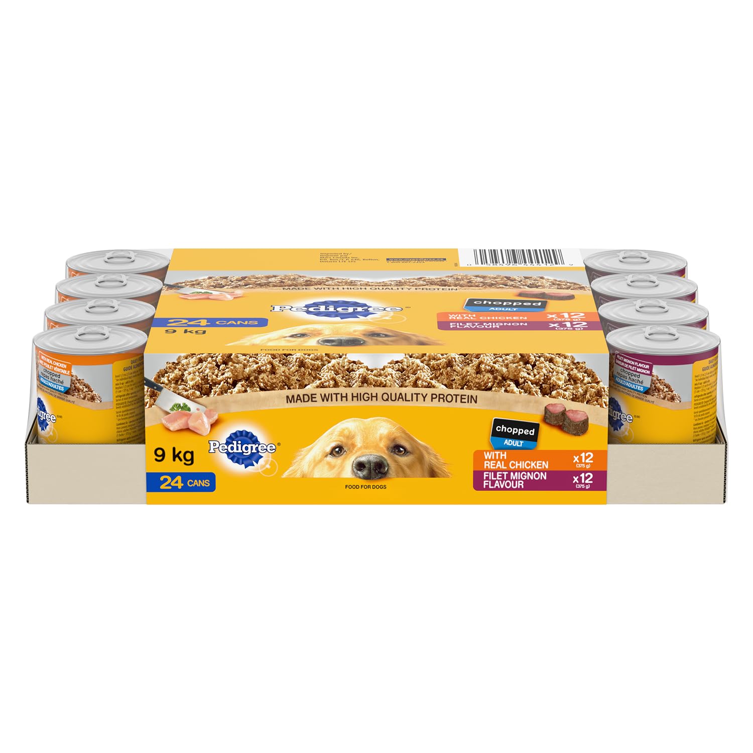PEDIGREE CHOPPED Ground Adult Soft Wet Dog Food – Real Chicken – Filet Mignon Beef Flavour Variety Pack - 24x 375g (13 oz) Cans (12 Chicken, 12 Beef) image 3