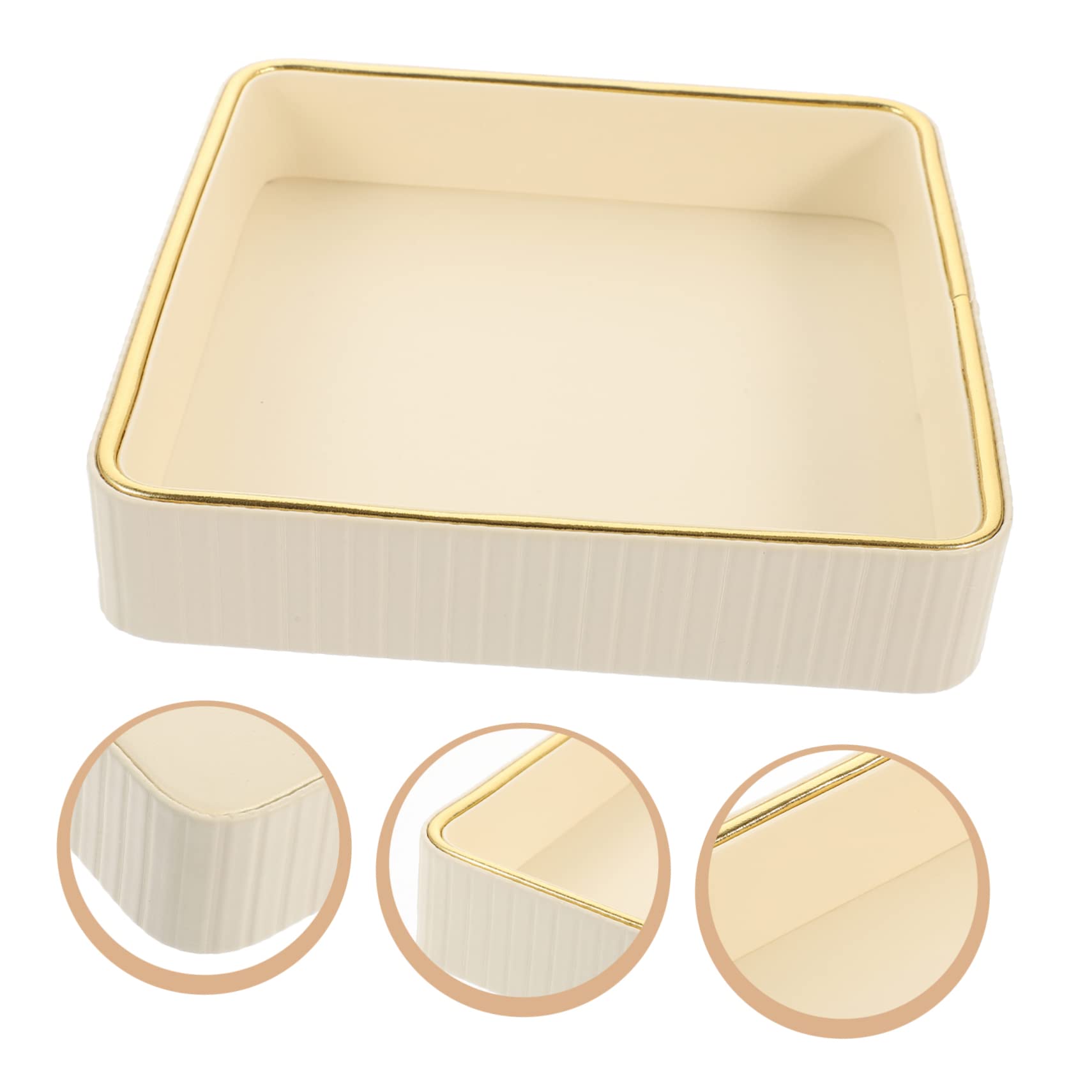 Luxshiny Bandeja Organizadora Diseño Moderno y Sencillo Cuadrada de Cuero Blanco Fácil Exhibición y Almacenamiento para Llaves y Joyas Adecuado para Sala o Dormitorio