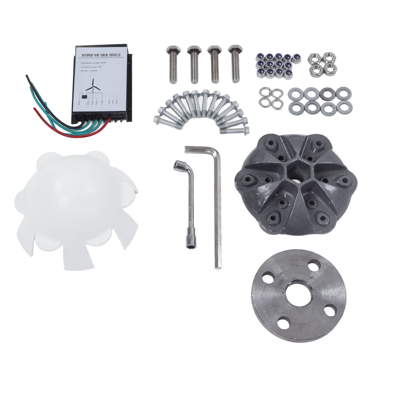 Kit de Generador de Turbina Eólica, Turbina Eólica de 6 Palas de Fibra de Nailon de 200 W con Controlador, Velocidad de Arranque Baja, Imán Permanente de Guiñada Automática para Equipos de