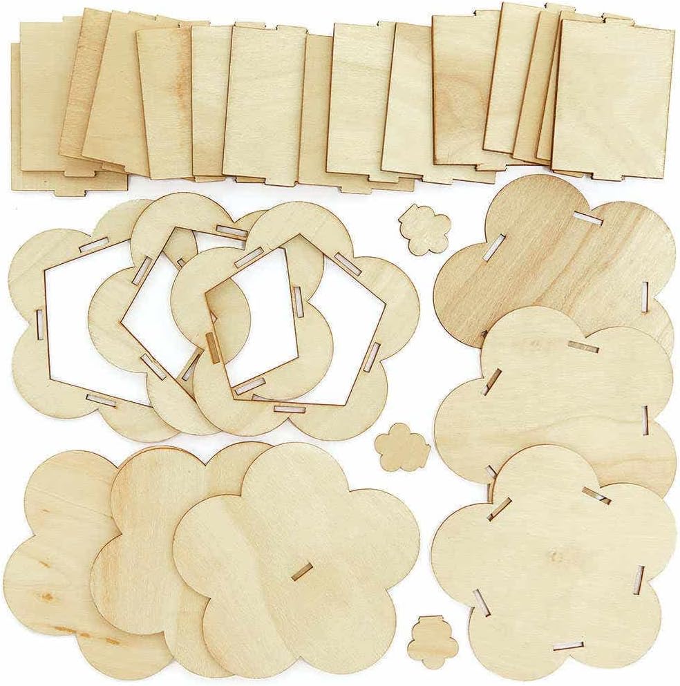 Baker Ross FC736 Flower Wooden Box Kits - Pack of 3, Painting and Decorating Arts and Crafts for Kids