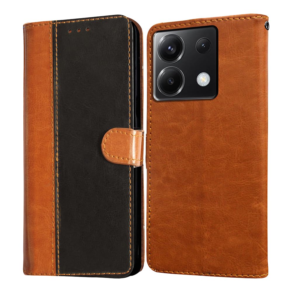 Amazon Brand- Solimo Flip for Poco X6 5G (Leather_Camel and Black) (B0CR1NKW38) Amazon Price History, Amazon Price Tracker