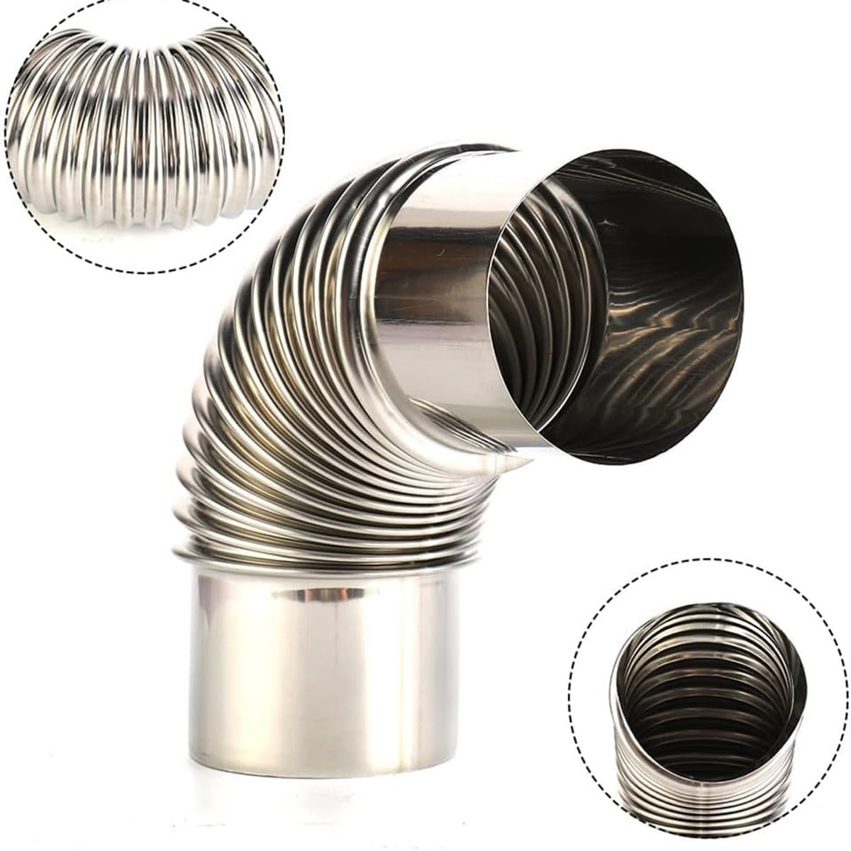2 uds. Codo de tubo de humos de estufa de acero galvanizado de 90 grados, varios tamaños(110mm)