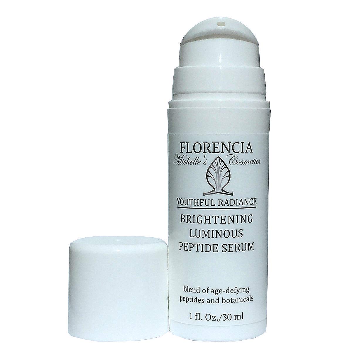 Florencia Brightening Luminous Peptide Serum - Age-Defying Face Serum with Peptides, Sodium Hyaluronate & Organic Botanicals – Helps to Reduce Wrinkles, Illuminate Complexion, 1 Oz
