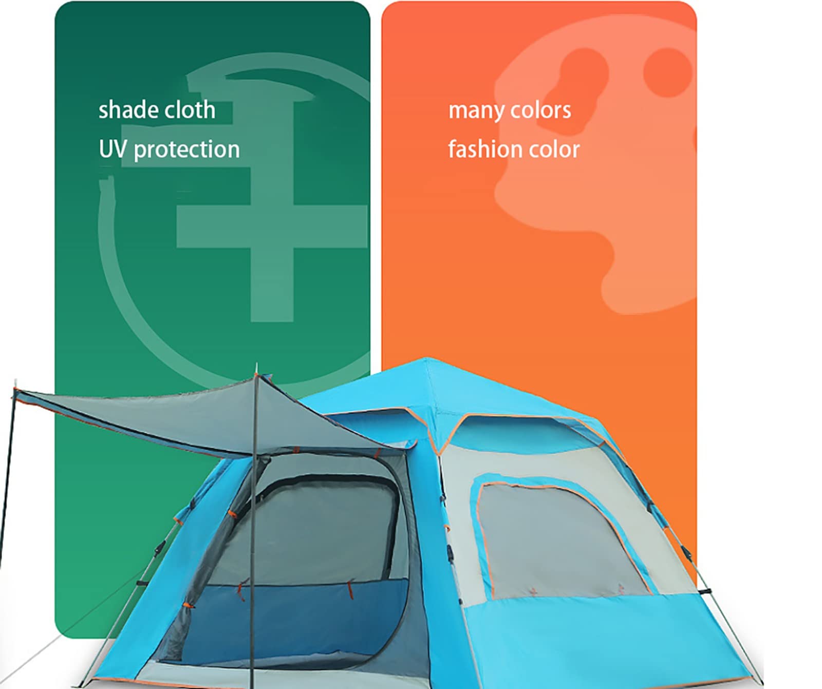 Tenda Campeggio 4 Posti con Veranda, Protezione UV 50+, Tenda da Spiaggia Portatile, Pesca, Antivento,Tenda Istantanea Automatica per Escursioni Trekking all'aperto A
