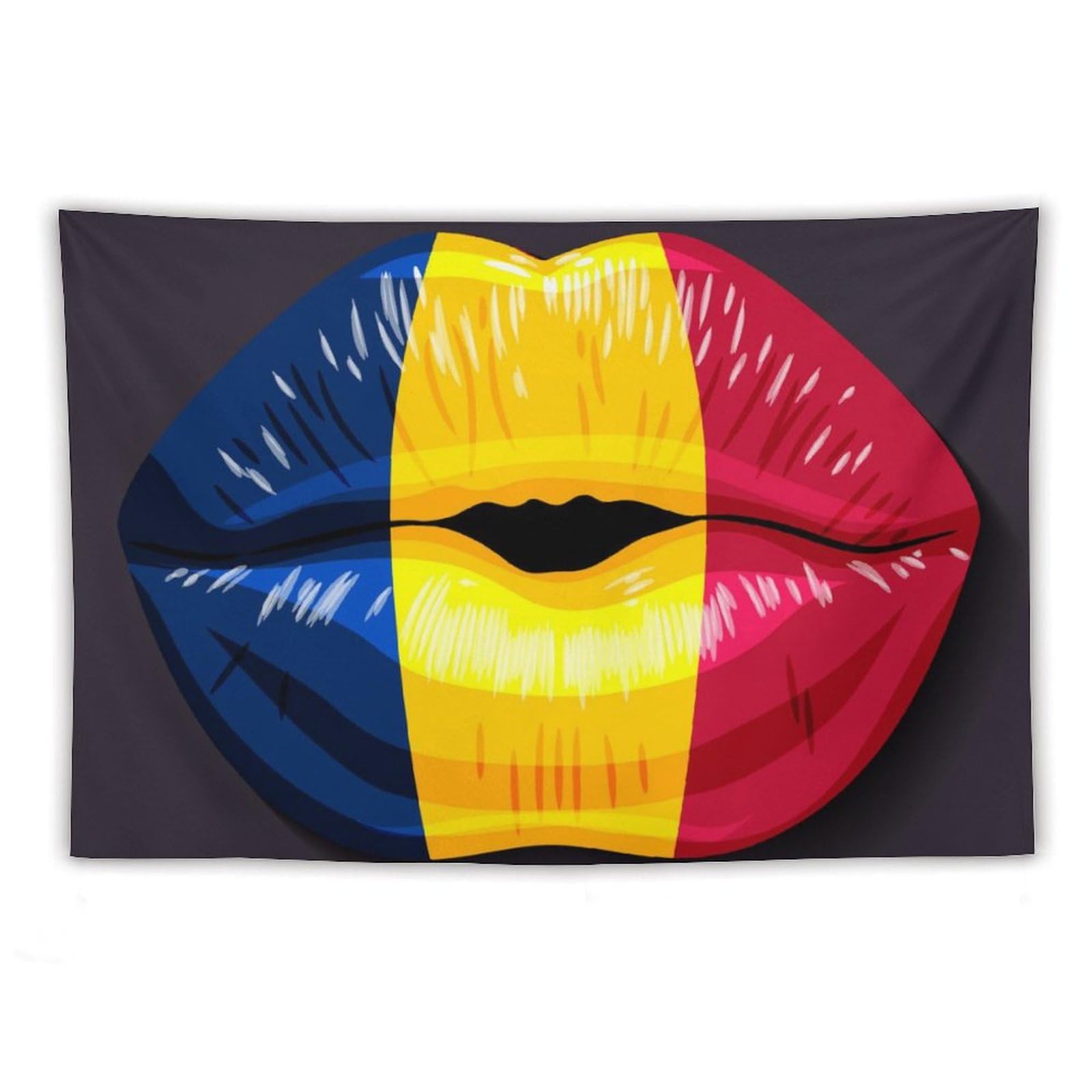 XingFox Chad Flag Lips Tapestry Wall Hanging, National Flag Art Wall Decoration Tapestry, For Bedroom Living Room Dorm Home Decoration, 60"x90"