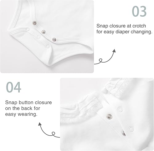 Miniatura 5 de pureborn MamelucoBody de Algodón Súper Suave para Bebés Niñas y Niños de 0-24 Meses