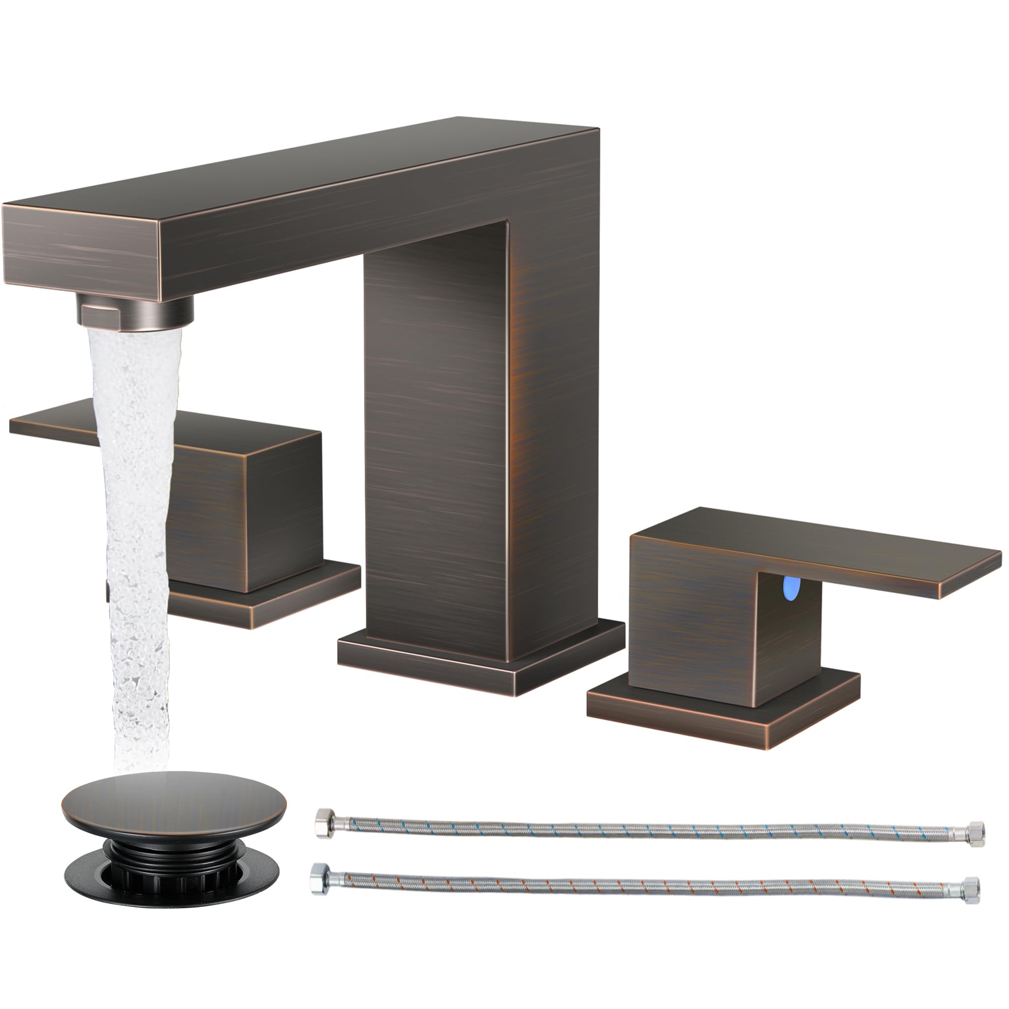 Cobbe Bathroom Faucet 3 Hole, Bronze Bathroom Sink Faucet Widespread