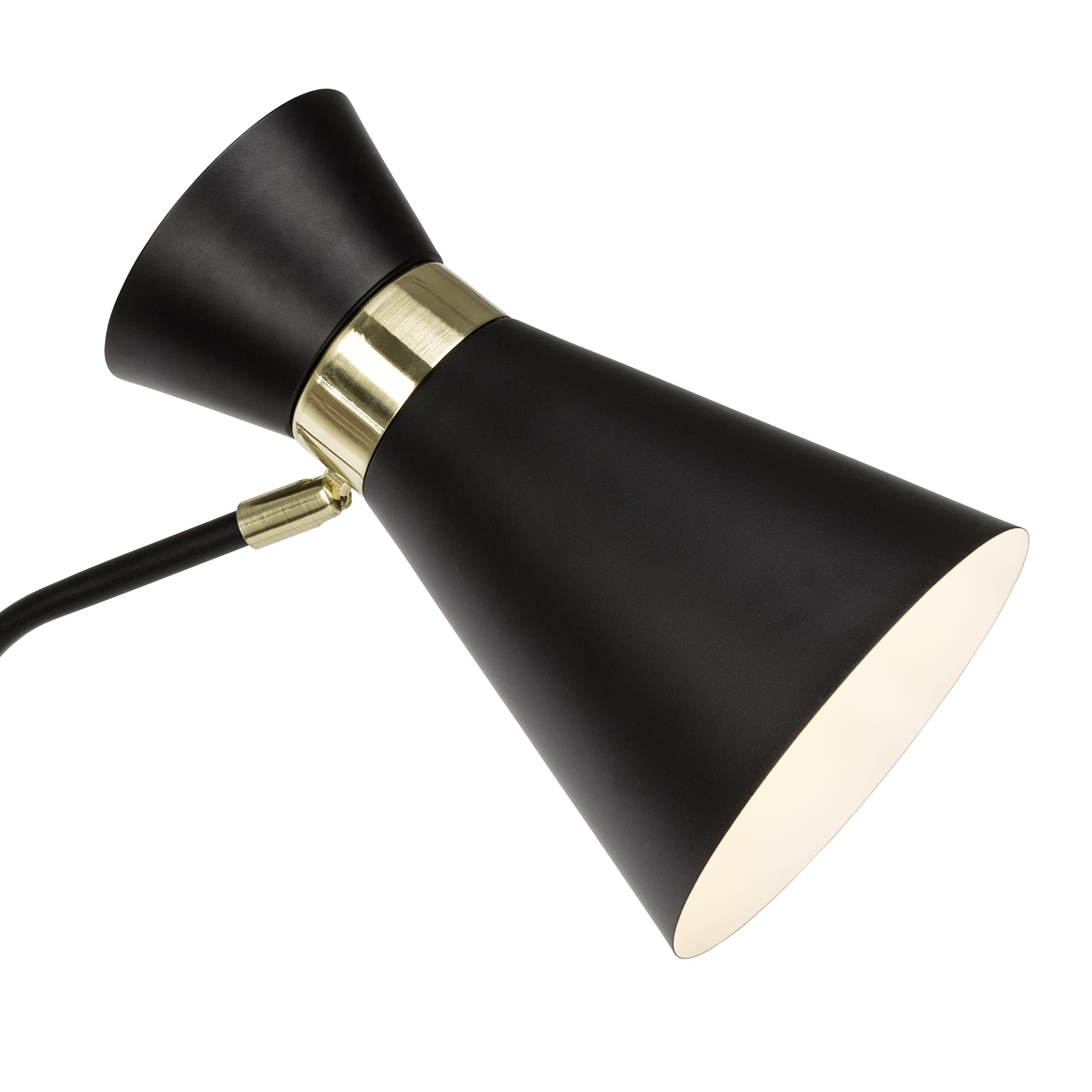 Brilliant 1 flammige Stehlampe - Standleuchte im Neo Retro Stil mit Fußschalter und schwenkbaren Kopf aus Metall, in schwarz matt/gold - 1,5m Höhe, 64458Z86