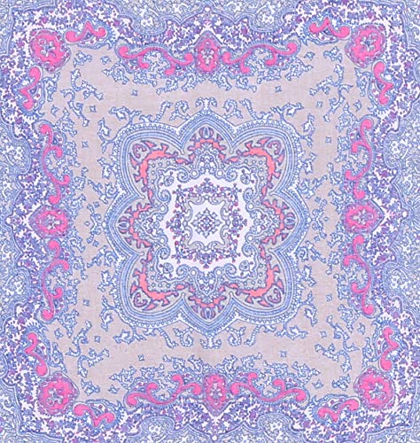 Lina & Lily Multi-Patterns Floral Geometric Paisley Print Square Tassel Scarf2