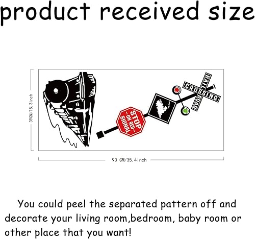 Miniatura 2 de SUPERDANT Adhesivos de pared con letrero de cruce de ferrocarril, calcomanías de pared de tren para pared, calcomanías de vinilo de señal roja,