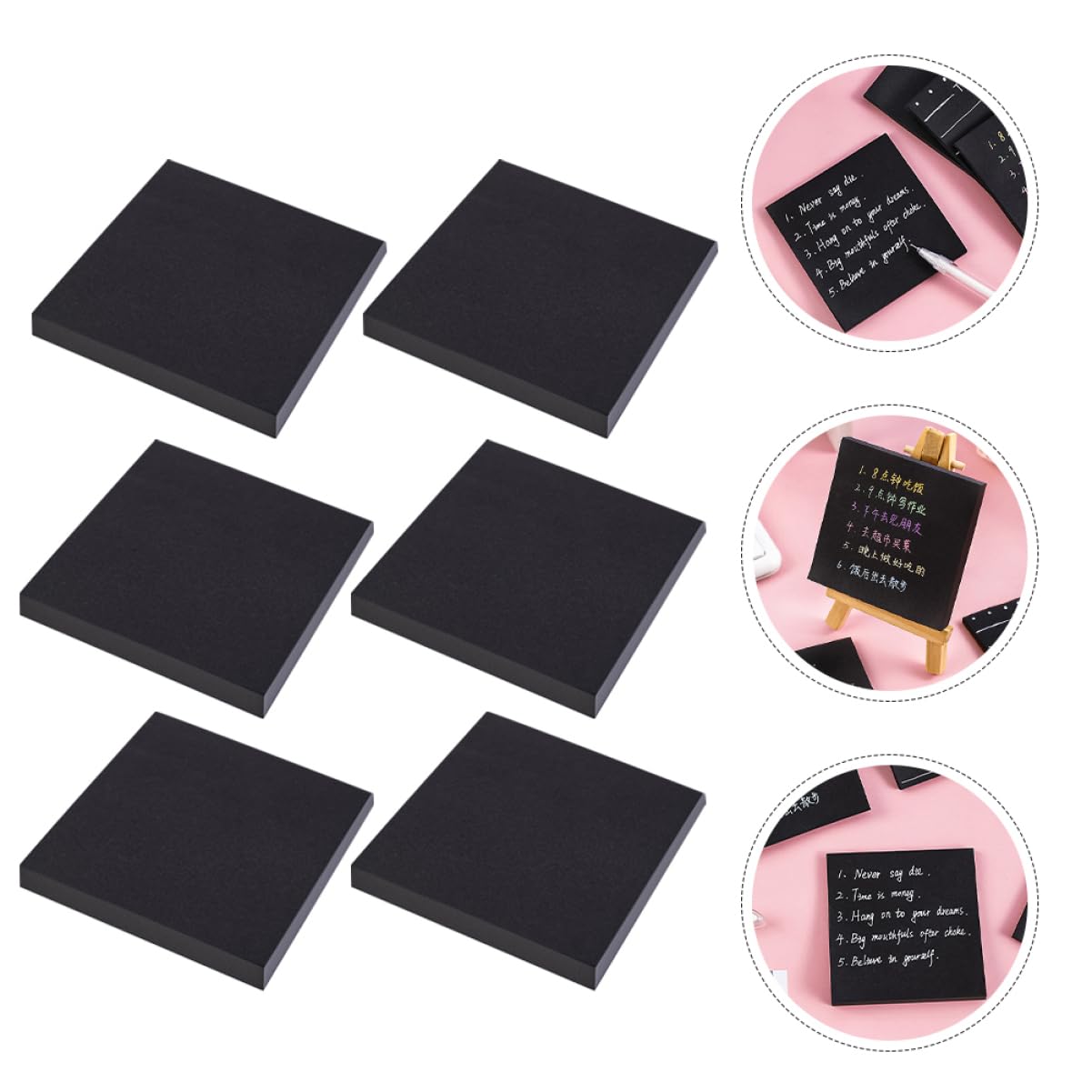 5 Ensembles Notes Autocollantes Noires Titulaire Planche Surligneurs Bande Adhésive Agrafe Pastel Crochet Bande Tableau Publier Des Notes Marqueurs Papier Black 8 Pièces * 5