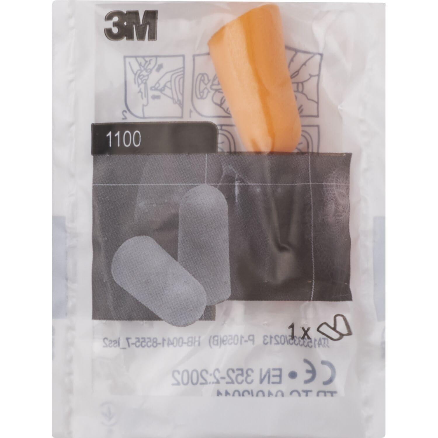 3M 1100 - Tappi per orecchie arrotolabili in schiuma, confezione da 200