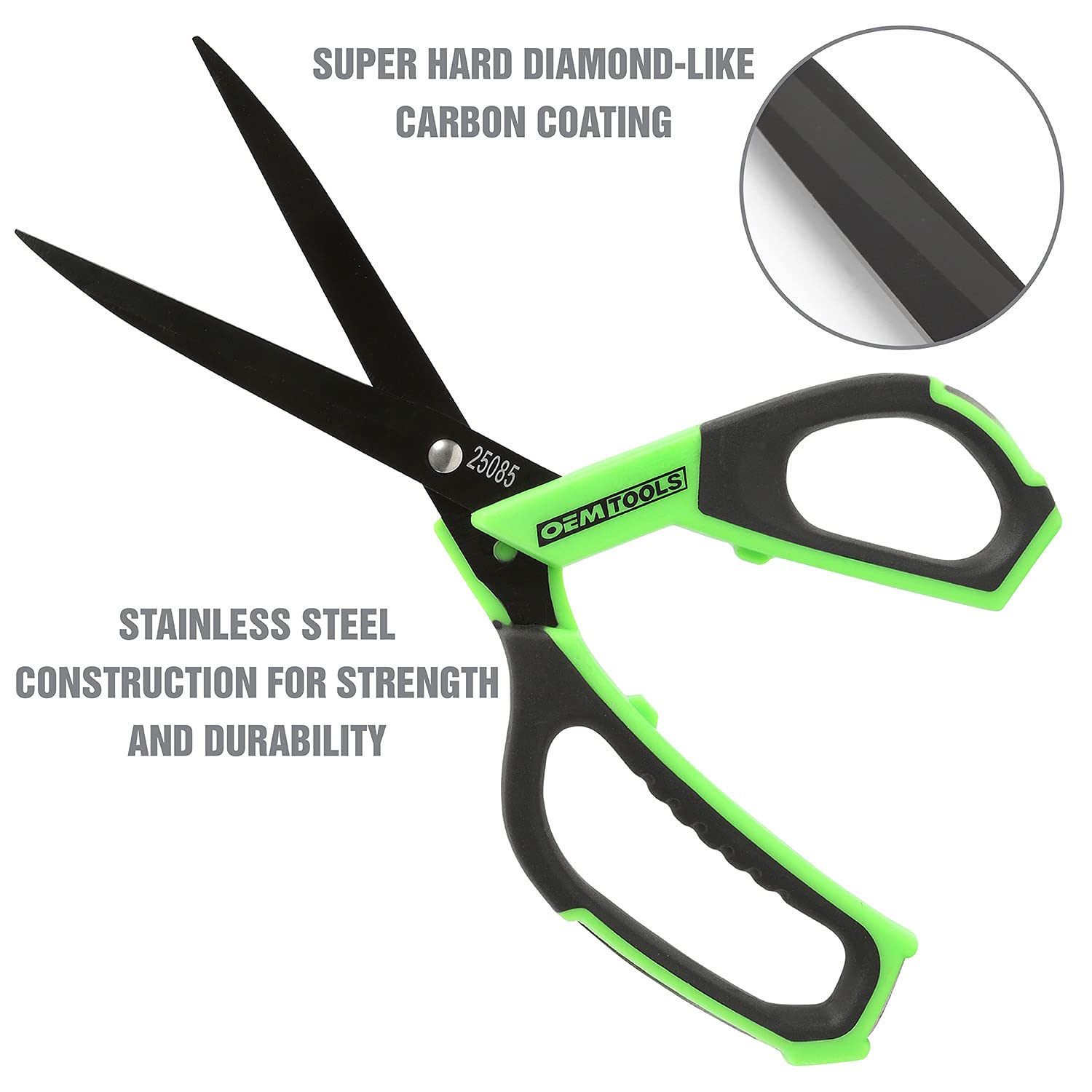 OEMTOOLS 25085 Tijeras de utilidad de 25,4 cm, tijeras de acero inoxidable duraderas, tijeras recubiertas de carbono, suministros de oficina ergonómicos, tijeras multiusos