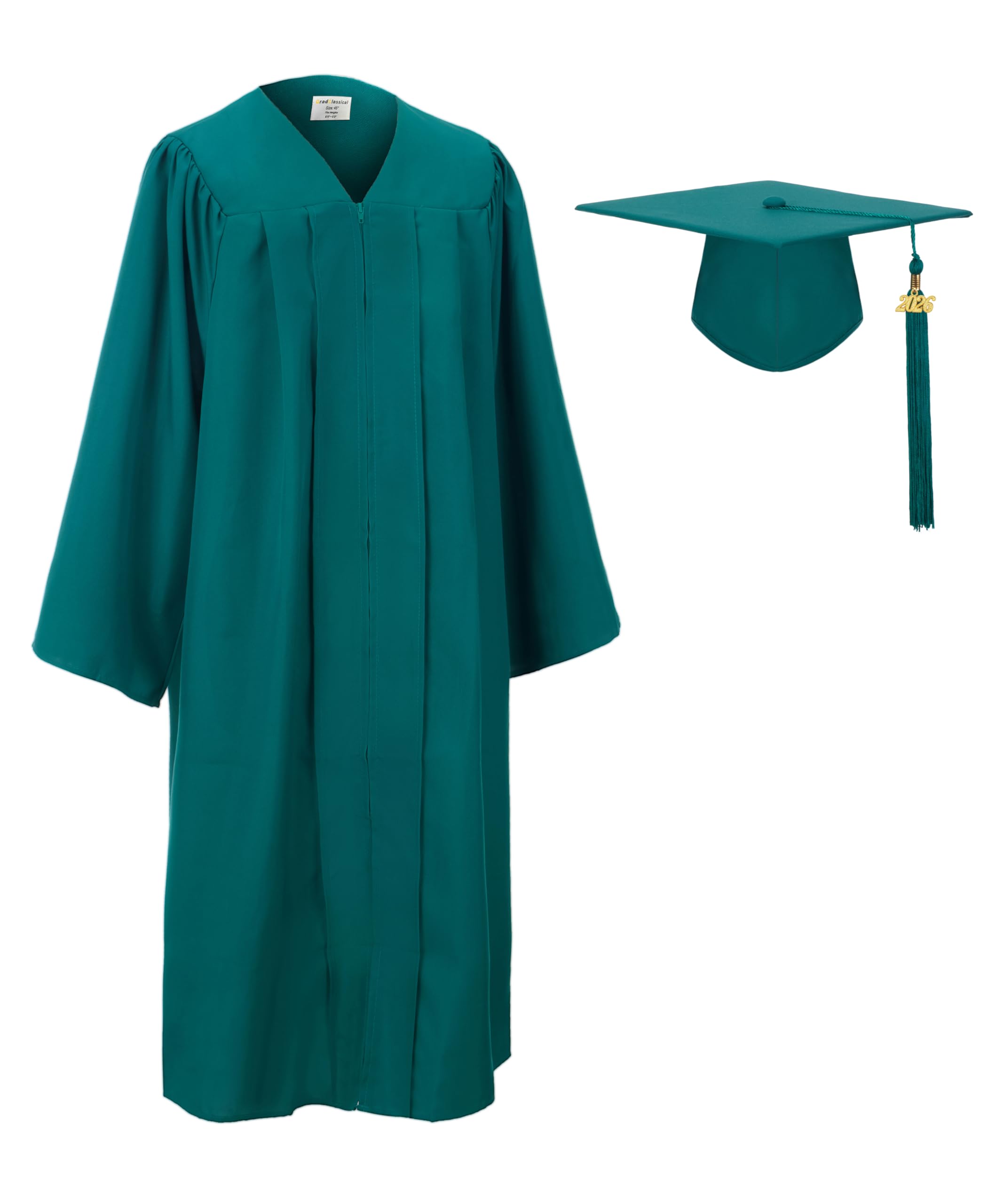 Gradclassical Unisex Emerald Matte Graduation Gown Cap Tassel Set 2026 For High School, College, University And Bachelor (, 51"(5'6"-5'8"))