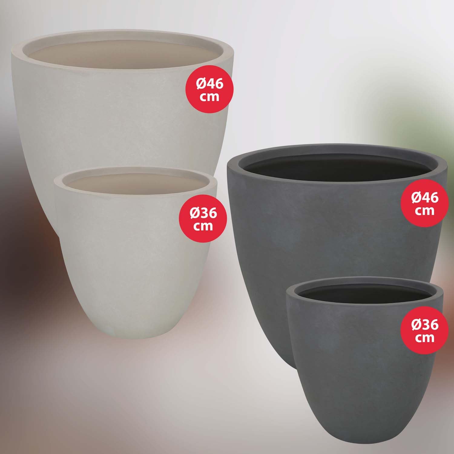KOTARBAU® Macetero Decorativo Interior, Maceta Ø 36 cm, Fibreclay | Maceta Orquidea, Maceta de Pie, Macetero con Efecto Hormigón, Tiestos para Plantas Interior, 31 cm de Alto, Gris