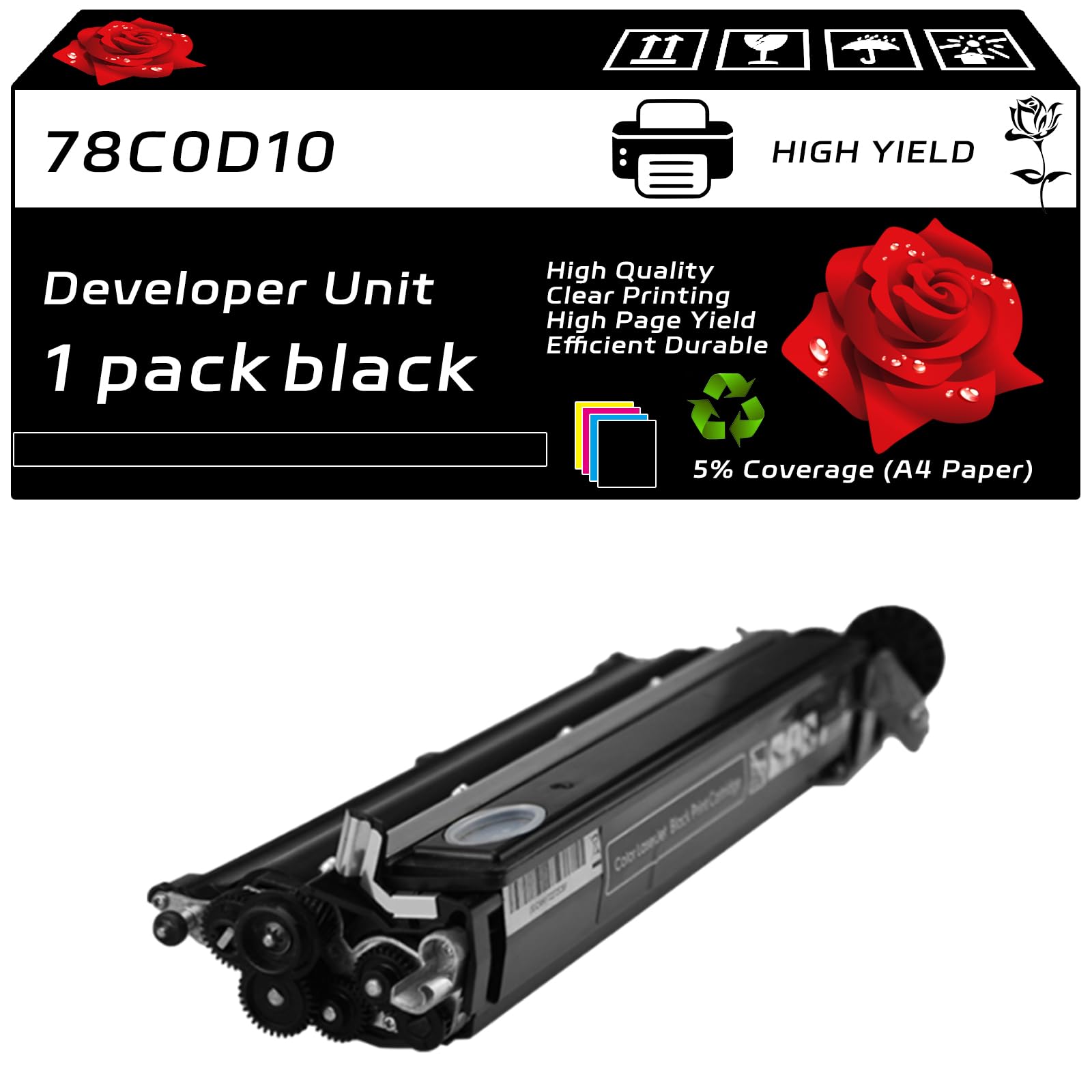 78C0D10 Developer Unit Compatible for Lexmark C2325 C2425 C2535 C2240 MC2325 MC2425 MC2535 MC2640 XC2235 4240 Printers, with Chip, High Yield 22500