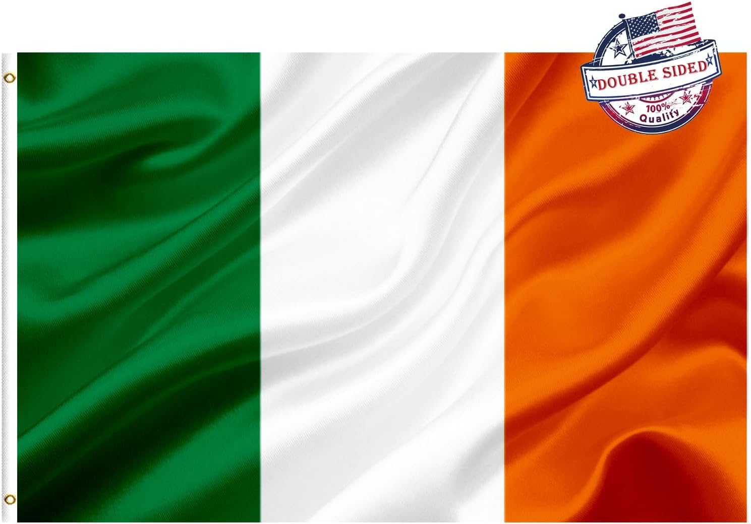 Irish Ireland Flag 4x6 Outdoor Double Sided- Heavy Duty 3ply Irish National Country Flags Super Durable 4 Rows Stitched Edge Canvas Header with 2 Brass Grommets