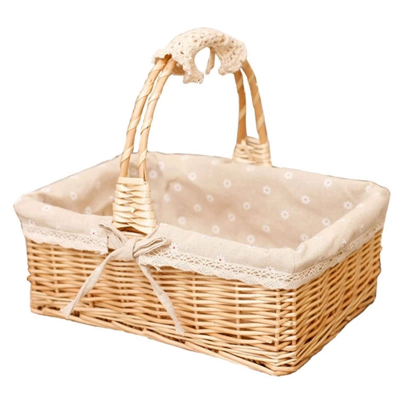 Picnic Basket Handmade Uncovered Country Style Outdoor Picnic Party Barbecue Storage Basket for Picnic Camping Outdoor