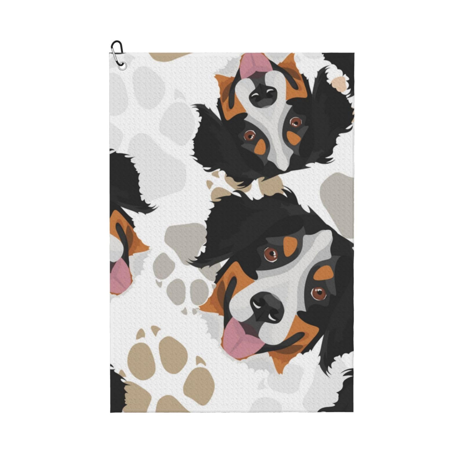 Hnnkloy Dog Paws Pattern Bernese Mountain Dog, 16x24 in Portable Waffle Golf Towels with Carabiner Clip for Golf Bag