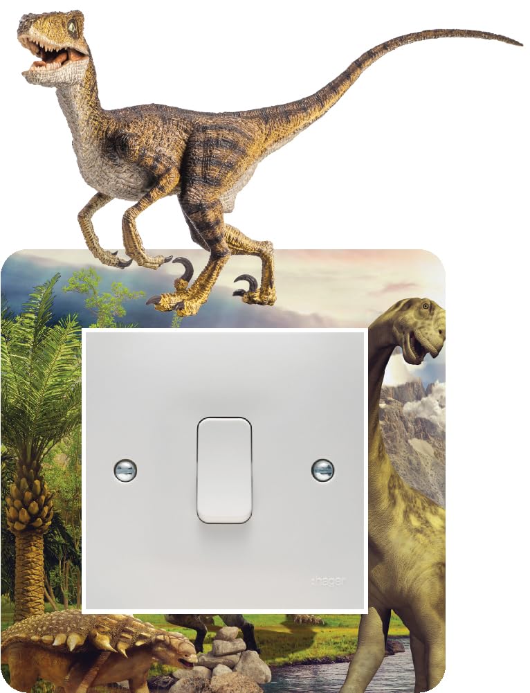 Velociraptor Jurassic Dinosaur Light Switch Surround Art Vinyl Wall Stickers Children's Bedroom
