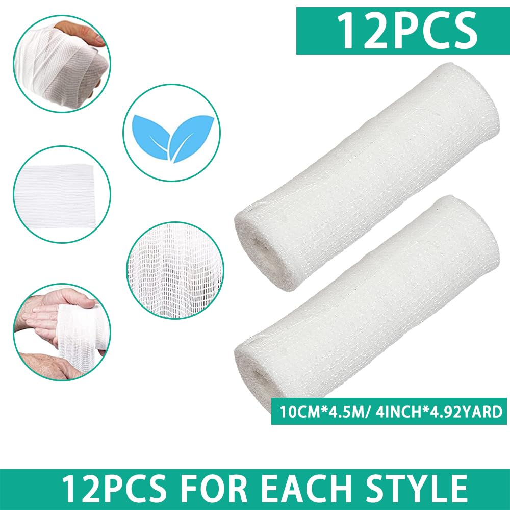 Gauze Rolls Bandages 4 Inch x 4.9 Yards Breathable Gauze Wrap Conforming Stretch Bandage for First Aid Wound Care 12 Pack — Amazon image 2