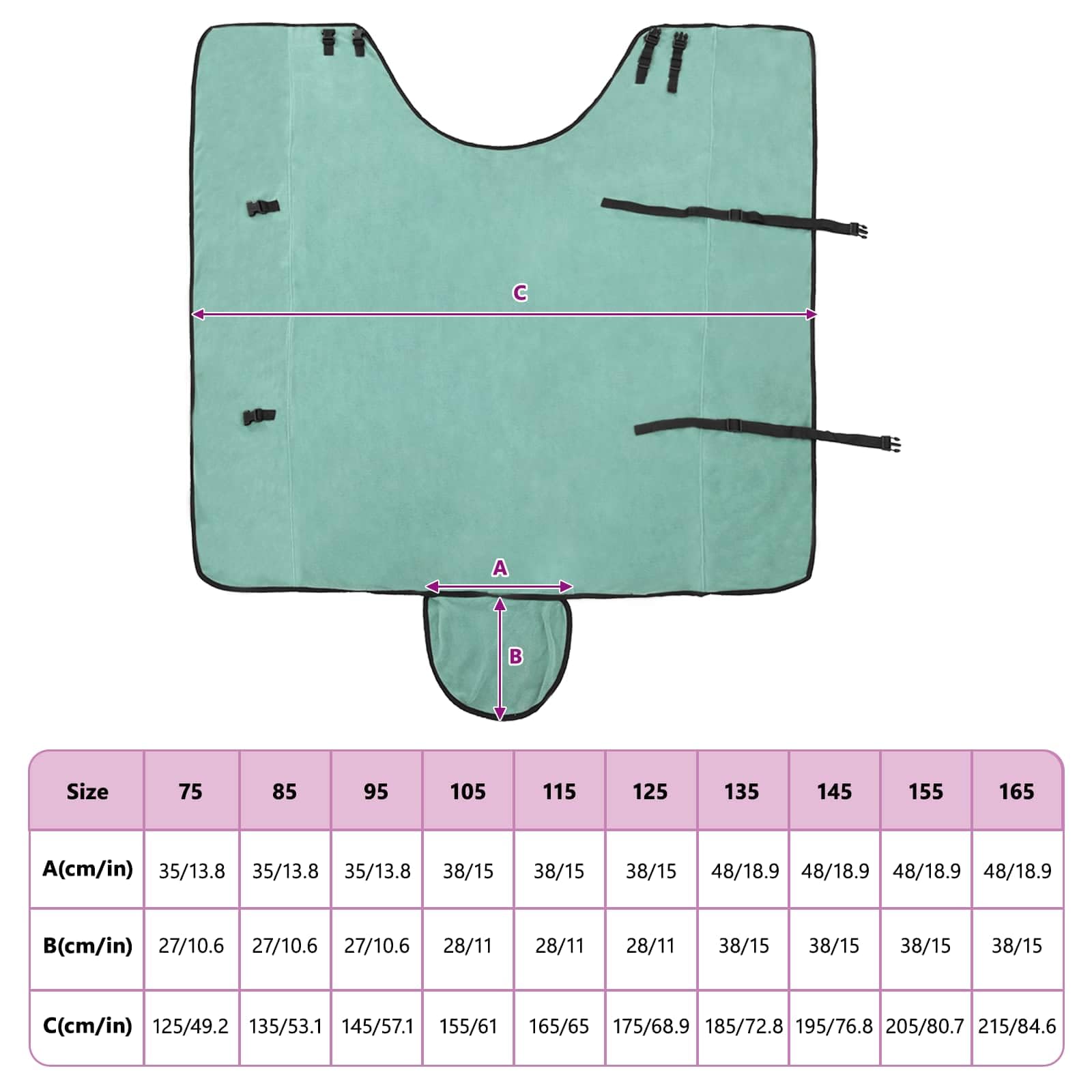 Manta para caballos verde especial, 145 cm, poliéster, lavable a máquina, cálida, cómoda, transpirable y ligera, para entrenamiento, establo y transporte