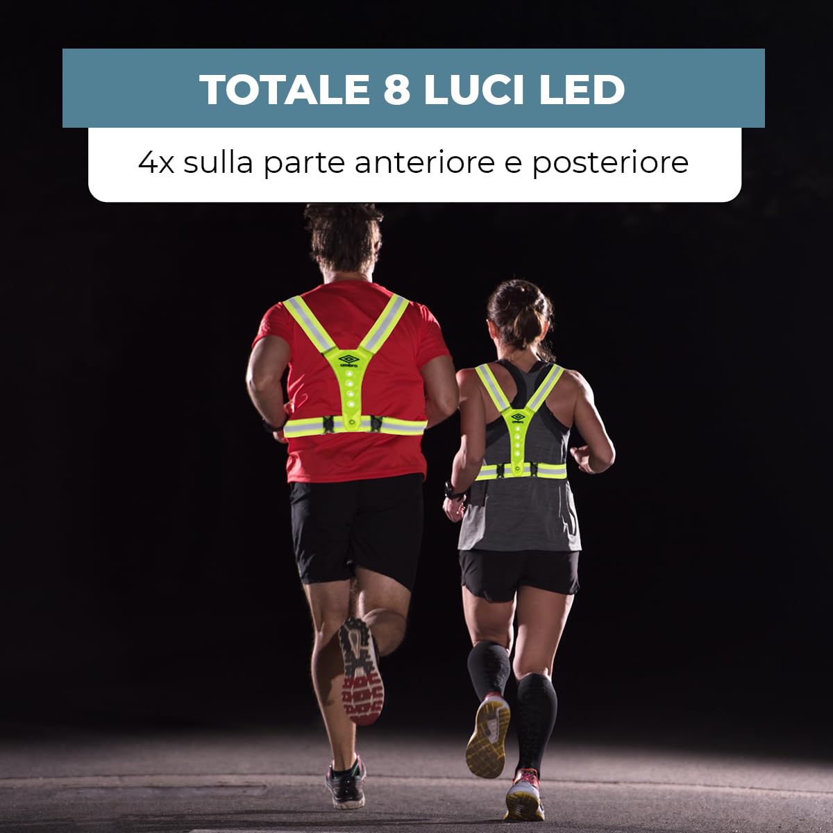 Umbro Illuminazione Chaleco Reflectante - Chaleco Reflectante Homologado -Chaleco Reflectante Moto con Luci - Gilet Riflettente con 8 LED - Gilet Riflettente Regolabile con Luci