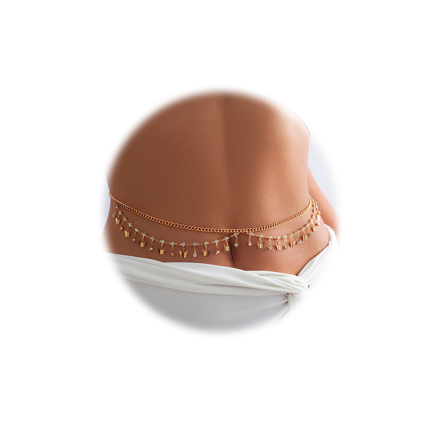 Stylish Waist Belt Belly Chain for Women and Girls Sexy Hip Dresses Western Kamarbandh Saree Kamar Band Bandh Kamarband Crystal Studded Adjustable Body Chains Multilayered Bikini Jewelry Kamarchain Beach Wear