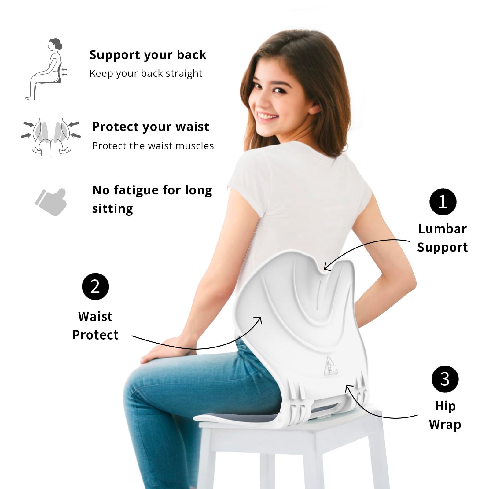 Sorfia Lumbar Back Support For Chair, Ergonomic Cushion Lumbar Support ...