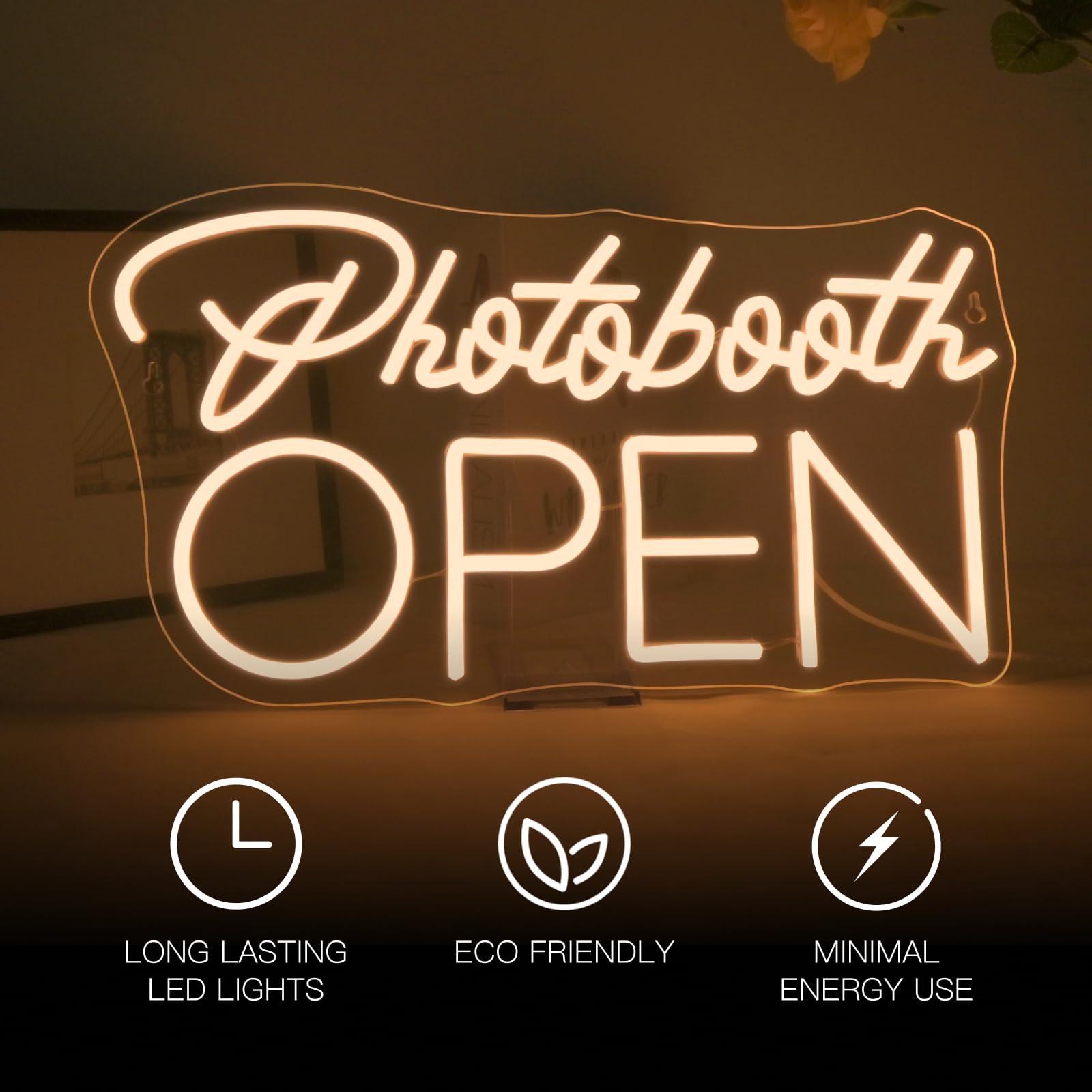 ineonlife Photobooth Open Neon Led Blanc Décoration Murale Galerie Photos Enseigne Lumineuse Photographie Mariages