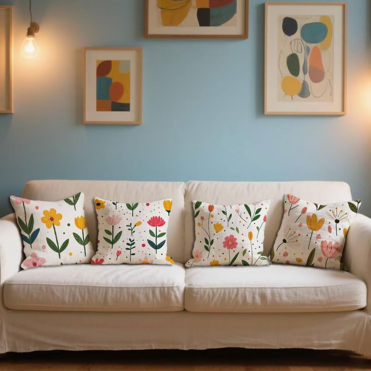 Kissenbezug 55x55 cm Blumen Kissenbezüge Anlage Sofakisse 4er Set Quadrat Kissenbezug Samt Couch Kissen Aesthetic Kopfkissenbezug Reiß Verschluss für Frühling Sommer Gartenmöbel Deko Geschenke b-533