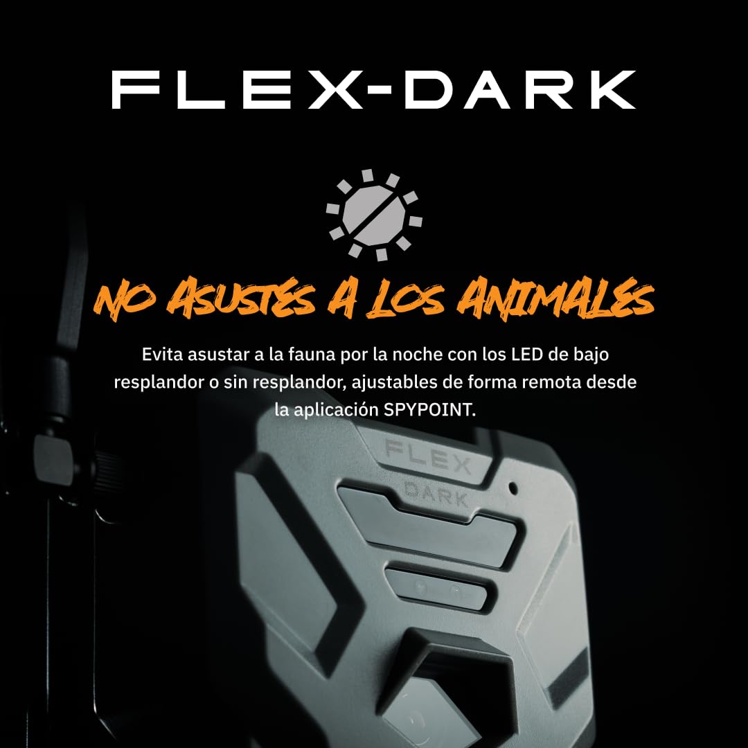 SPYPOINT Flex-Dark Cámara de rastreo Celular 4G, Fotos 40 MP, Video 1080p con Sonido, visión Nocturna sin Brillo, detección Movimiento 30 m, sin WiFi