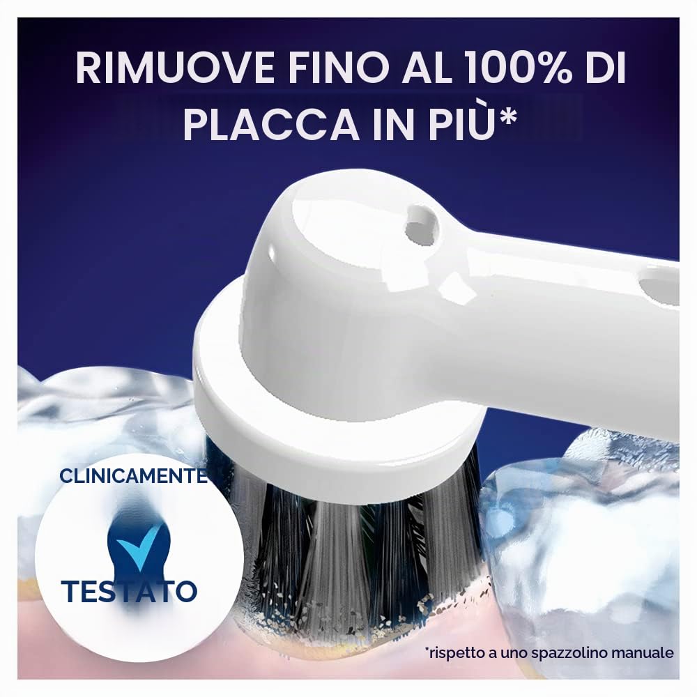 Oral-B Pure Clean - Set di 8 testine per spazzolino elettrico con setole di carbone attivo, spazzolini Oral-B