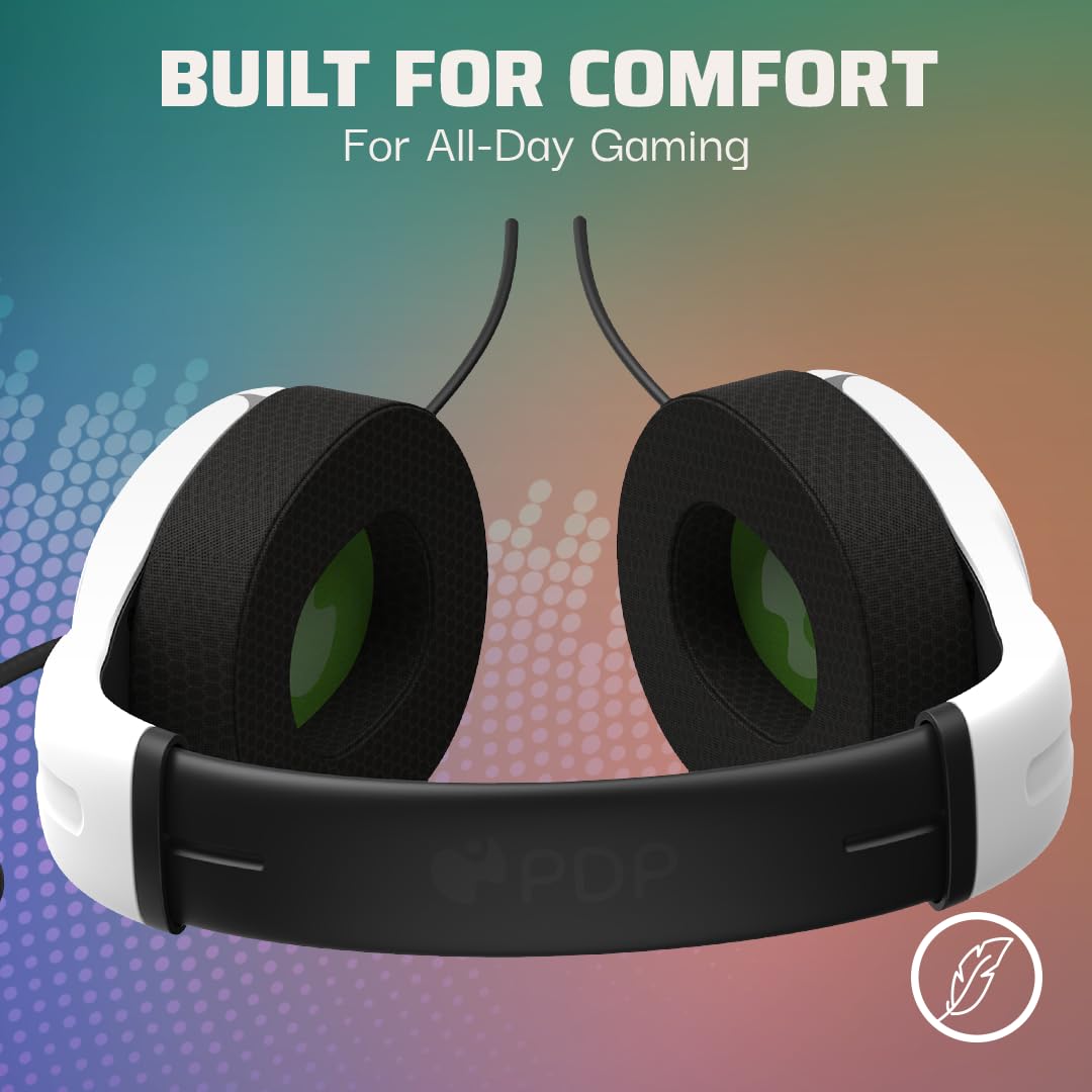 Pdp Gaming Lvl40 Stereo Casque avec Mic pour Xbox One, Series X|S - Pc, Ipad, Mac, laptop Compatible - Noise Cancelling Microphone, Lightweight, Soft Compourt Headphones, 3.5 Mm Jack - Blanc