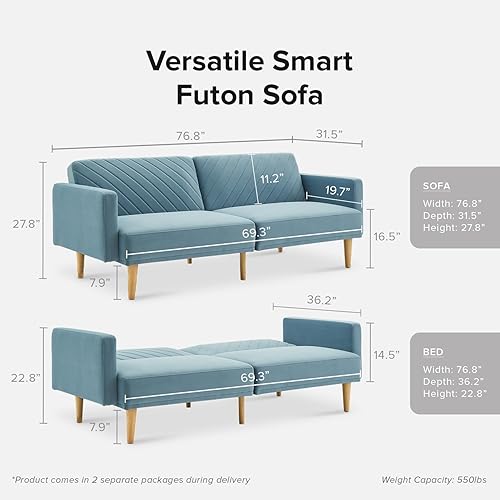 Miniatura 75 de mopio - Sofá cama futón, de 76.8 pulgadas, sofá pequeño biplaza, moderno de mediados de siglo, sofás para sala de estar (terciopelo rosa viejo) 1 -