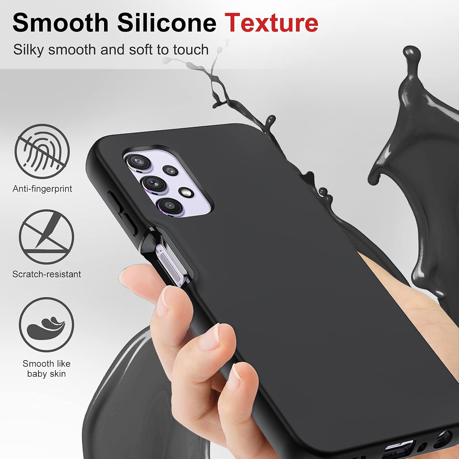 LeYi for Samsung A32 5G Case, Galaxy A32 5G Case, Samsung A32 Case with [2 x Tempered Glass Screen Protector], Full-Body Shockproof Soft Liquid Silicone Phone Case for Galaxy A32 5G,Black