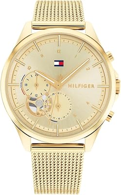 Tommy Hilfiger Reloj Analógico de Cuarzo Multifunción para Mujer con Correa de Acero Inoxidable