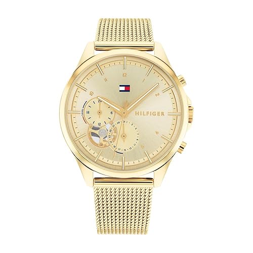 Tommy Hilfiger Multi Zifferblatt Quarz Uhr für Damen mit Edelstahlarmband - Gold