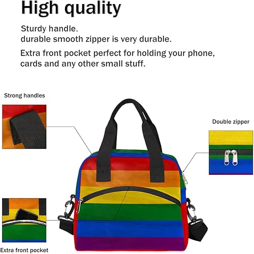 Miniatura 5 de LGBT - Lonchera con diseño de bandera del orgullo, bolsa aisladaenfriadora para mujeres, hombres, niñas, niños, con rayas de arcoíris, bolsa de
